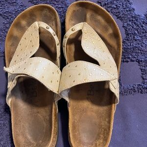 Birkenstock Beige/Tan Studded Thong Sandals